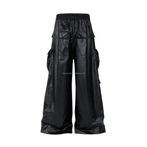 <span class=keywords><strong>Pantaloni</strong></span> da lavoro da strada 2024 americano <span class=keywords><strong>pantaloni</strong></span> a zampa larga a forma di finta pelle da uomo - Product Image 4