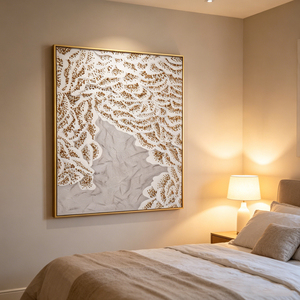 Peinture à l'huile texturée dorée style côtier pour salon, couloir, art mural décoratif raffiné, décoration intérieure et commerciale - Product Image 2