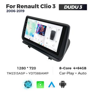 Systèmes multimédias automobiles Android DUDU pour <span class=keywords><strong>Renault</strong></span> <span class=keywords><strong>Clio3</strong></span> 2006-2019 avec écran, navigation, musique, CarPlay et Android Auto - Product Image 2