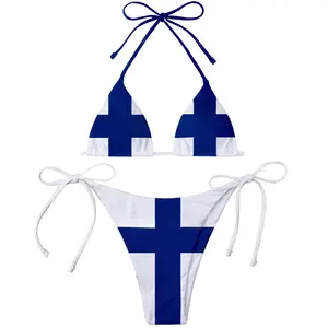 ביקיני חדש אירופה מדינה פינלנד צרפת גרמניה איטליה לדגל לטביה הדפסת תלת מימד מותאם אישית נשים צעירות עיצוב חדש ביקיני ילדה סקסית Xxxx