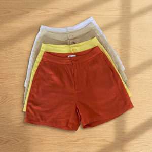 Pantalones cortos de lino y viscosa personalizados, listos para enviar, resistentes a la decoloración y al encogimiento, de fabricante vietnamita, elegantes. - Product Image 1