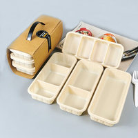 Boîte à lunch jetable haute performance, imperméable, résistante à l'huile, biodégradable, compostable, en amidon de maïs, anti-fuite, utilisable au micro-ondes