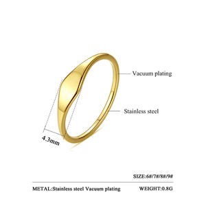 Vente en gros de bagues fines en acier inoxydable plaqué or 18 carats, minimalistes, fines, à superposer, bijoux pour femmes - Product Image 2