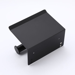 Portarotolo Carta Igienica Autoadesivo Nero Opaco con Mensola - Product Image 4