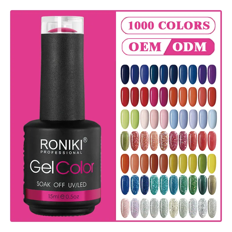 RONIKI Wholesale China Nail Gel Supplier OEM Bottles Private Label Colors Soak Off Led nails polish colour uv gel Nail Polish