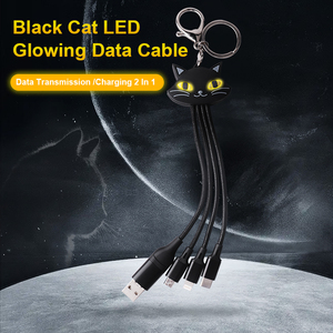 Mèo đen ánh sáng lên sạc cáp 3A <span class=keywords><strong>Micro</strong></span> Loại C điện thoại di động dây 3 trong 1 sạc cáp dữ liệu cho Iphone - Product Image 6