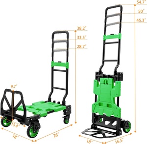 Camión de mano plegable 2 en 1 con caja plegable, carro <span class=keywords><strong>Dolly</strong></span> de capacidad de 330 libras, carro <span class=keywords><strong>Dolly</strong></span> de camión de mano con mango ajustable en altura - Product Image 2