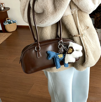 Porte-clés vintage en peluche cheval bouclé, breloque rétro poney pour sac, porte-clés animal, pendentif pour sac à dos et sac à main, accessoire de mode féminin, cadeau