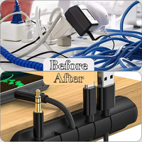 Envío Gratis: Organizador de Cables USB de Silicona Negra y Soporte para Auriculares, Clips de Gestión de Cables para Escritorio