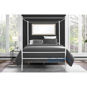 Junqi factory OEM ODM produttore appartamento dormitorio letto cotone zanzariera letto baldacchino letto singolo in metallo quadrate - Product Image 5