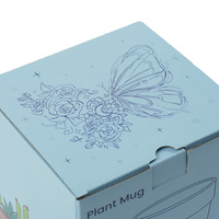Boîte en carton ondulé écologique, recyclable, bleue, avec lamination mate, solution d'emballage haut de gamme pour le stockage de tasses à plantes, vente en gros