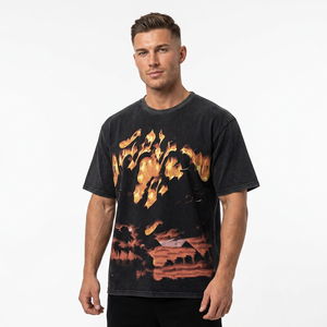 Camiseta de Manga Corta con Estampado de Dibujos Animados, Estilo Hip-Hop Urbano Americano, 280 Gramos de Algodón, Retro, Casual, Transpirable - Product Image 2