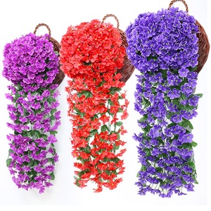 Panier mural de fleurs artificielles en soie, violette et glycine, 30cm-100cm, pour décoration de mariage et de salon - Product Image 1