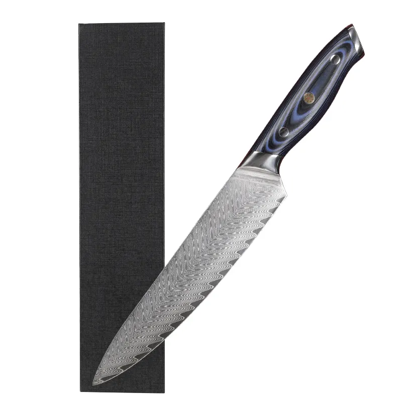 Dao Đầu Bếp Bằng Thép Damascus 8 Inch Dao Sushi Đa Năng Họa Tiết Lông Vũ