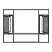 Ventana Abatible de Aluminio con Rotura de Puente Térmico, Mosquitera Integrada, Ventana de Piso con Vidrio para Proyectos Residenciales