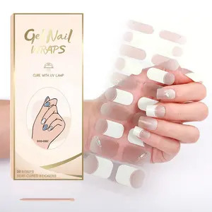 2024 корейский цветочный узор телесного цвета Натуральный гель полуотвержденный УФ-стикер для ногтей нетоксичный 3D клей для ногтей художественные полоски стикер с индивидуальным логотипом
