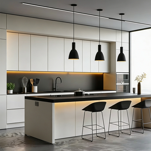 Meubles de <span class=keywords><strong>cuisine</strong></span> modernes modulaires de luxe en bois massif sur mesure avec design ouvert et îlot incluant évier - Product Image 6