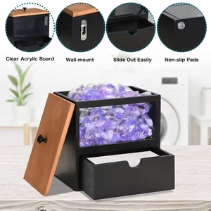 Wooden Tea Bag <b>Storage</b> <b>Box</b> With Acrylic Window Wall Mount Organizer For <b>Kitchen</b> Office Use - Product Image 1