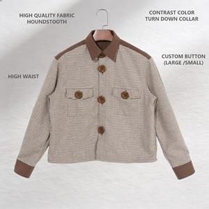 Nouvelle arrivée, veste en tissu <span class=keywords><strong>pied</strong></span>-<span class=keywords><strong>de</strong></span>-<span class=keywords><strong>poule</strong></span> contrasté personnalisée pour femmes, printemps - Product Image 2