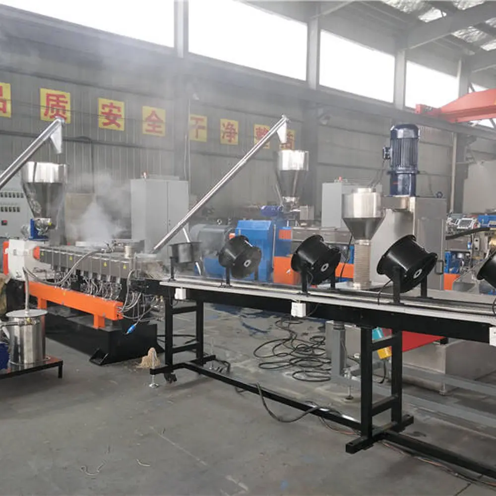 Starch/CaCo3 Biodegradable Plastic Granules Double Screw Extruder Making Machine For Sale