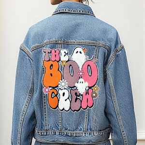 Benutzer definierte Halloween Ghost Patch Set Bestickte BOO Kürbis Spinne Friedens zeichen PVC Aufbügeln Handtuch Chenille Applique für Kleidung Hüte - Product Image 4