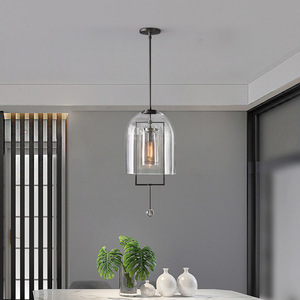 โคมไฟเพดานสไตล์นอร์ดิกมินิมอล หัวเดียว ทรงโดมแก้ว ไฟ LED สำหรับห้องนอน โรงแรม - Product Image 2