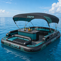 Île flottante gonflable pour parc aquatique avec logo personnalisé, dimensions ajustables et anneaux d'ancrage pour utilisation en location pour marinas, yachts et fêtes
