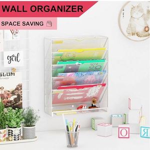 Hanging Wall <b>File</b> Organizer 6 Tier Wall Mounted <b>File</b> Holder Document Wall Organizer Magazine Organization - Product Image 5