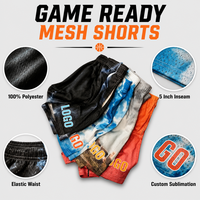Shorts de basketball en maille 100 % polyester, personnalisables par sublimation, unis, à taille élastique, séchage rapide, respirants, pour entrejambe de 5 pouces