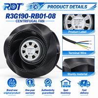 Ventilateur centrifuge EC R3G190-RB01-08 230VAC 190mm à haut débit d'air, à pales courbées vers l'arrière, pour module onduleur et refroidissement de rack de serveur
