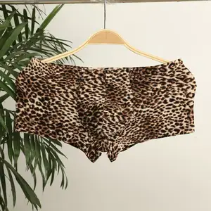 Cuecas boxer sexy, roupa íntima para homens, cuecas de leopardo com stretch alto