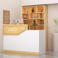 Mostrador de Recepción Moderno de Madera para Salón, Centro Comercial, Baño, Hospital - Color Personalizable, Muebles de Oficina Comerciales de Lujo Minimalista