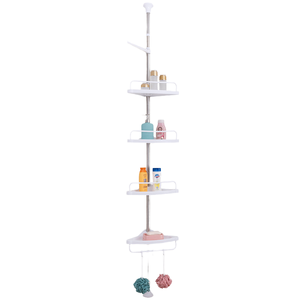 Adjustable Height Wall Mounted <strong>Telescopic</strong> Extension <strong>Bathroom</strong> <strong>Shelf</strong> Multi-Layer Triangle Corner Shower Rack PP 260-320cm Storage - Product Image 4