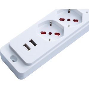 Regleta de Enchufes Rosi de 4 Tomas, 230V, 4 Salidas, 2 Puertos USB A, Enchufe de Extensión de Seguridad, Plástico, IP20 - Product Image 3