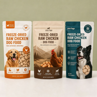Sachet Doypack vide pour friandises pour animaux de compagnie à base de viande crue lyophilisée, avec logo personnalisé imprimé, pour complément nutritionnel et nourriture pour chiens et chats, en plastique