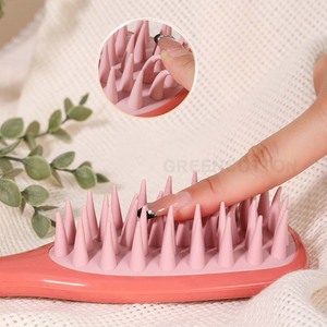 Brosse à cheveux en silicone avec logo personnalisé, à poils épais et manche long, pour massage du cuir chevelu et nettoyage à domicile - Product Image 3