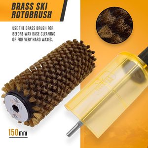Kit de cire pour ski avec brosse rotative de 150 mm de large, axe à changement rapide SnapOut, 3 brosses (laiton, crin de cheval et nylon) pour le cirage - Product Image 4