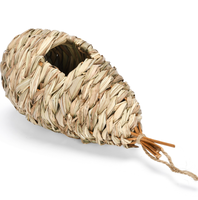 Nid d'oiseau rond tissé à la main en herbe, cage de reproduction pour oiseaux, nid en paille pour perroquet