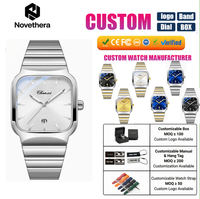 Montre à quartz pour homme 604, style business, boîtier carré en alliage argenté, bracelet en acier inoxydable, chronographe résistant à l'eau, double boucle papillon