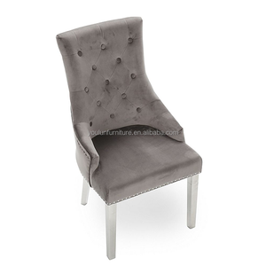 <span class=keywords><strong>Chaise</strong></span> de <span class=keywords><strong>salle</strong></span> <span class=keywords><strong>à</strong></span> <span class=keywords><strong>manger</strong></span> de luxe en velours Knocker Head avec anneau de traction au dos - Product Image 6