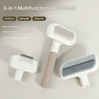 Kit de brosses de toilettage 3-en-1 détachable pour animaux de compagnie : brosse lissante, râteau pour sous-koir et brosse de toilettage (Juego De Cepillos Para Perros)