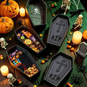 Boîte cadeau pliable en carton rigide en forme de cercueil pour Halloween, motif crâne et os croisés, qualité alimentaire, pour fêtes, vente en gros - Product Image 5