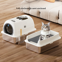 Grande litière pour chat entièrement fermée en acier inoxydable, écologique, facile à nettoyer, anti-odeurs, grande capacité pour chats