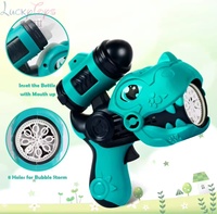 Pistol Gelembung Dinosaurus Plastik dengan Lampu LED Musik Gelembung Otomatis untuk Anak-anak Aktivitas Luar Ruangan Pesta Musim Panas di Halaman Belakang