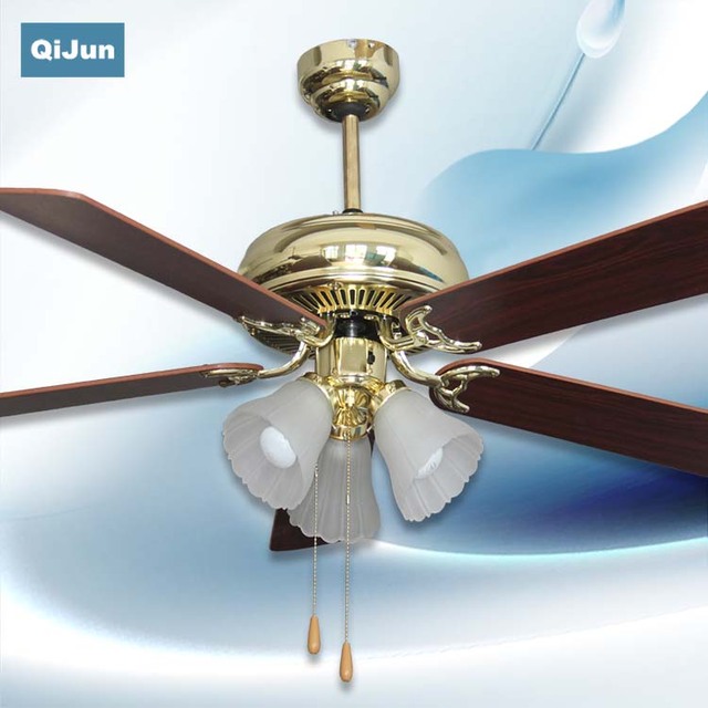 Reversible Airflow Vintage Style Electric Household 52 Inch Decorative Ceiling Fan with Light & 5 MDF Blades