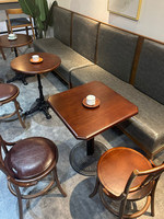 Combinaison table et chaise en bois massif personnalisable de style rétro américain, avec structure métallique, pour café, pâtisserie, restaurant