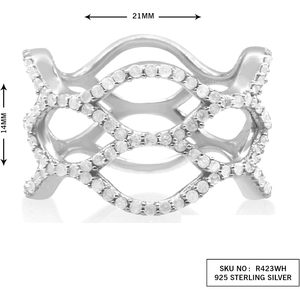 Sterling Silver Diamond Mesh Lace Band <b>Ring</b> 0.79 Ct Round Cut Size 7 Everyday Wear Unisex <b>Fine</b> Jewelry - Product Image 4