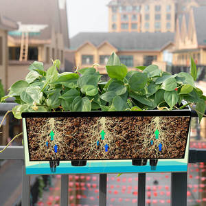 Jardinières rectangulaires en plastique PP auto-arrosantes de 20 pouces pour la maison, le jardin et la terrasse avec crochets et design moderne écologique toutes saisons - Product Image 3