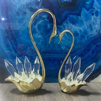 Nouveau design moderne cygne en cristal rétro or décoration d'intérieur artisanat décoratif de luxe ornements de mariage en métal accessoires de table