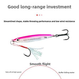 Leurre Artificiel Plombé en Fer pour <span class=keywords><strong>Lancer</strong></span> Longue Distance, Double Hameçons, Coulant, pour Jigging, 10g/15g/20g/30g/40g pour Carpe, Bar et <span class=keywords><strong>Truite</strong></span> - Product Image 4